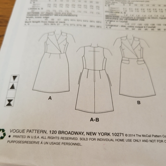 Very Easy Vogue Sewing Patterns (2) ~ Appear Unused ~ 2014 & 2015 ~ Retro Look - Picture 12 of 13